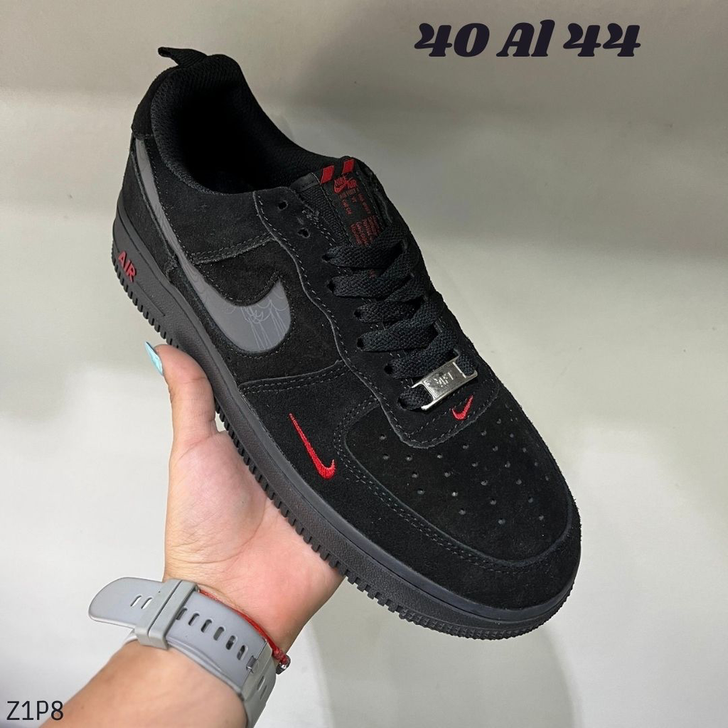 AF1 NEGRO ROJO GAMUZA