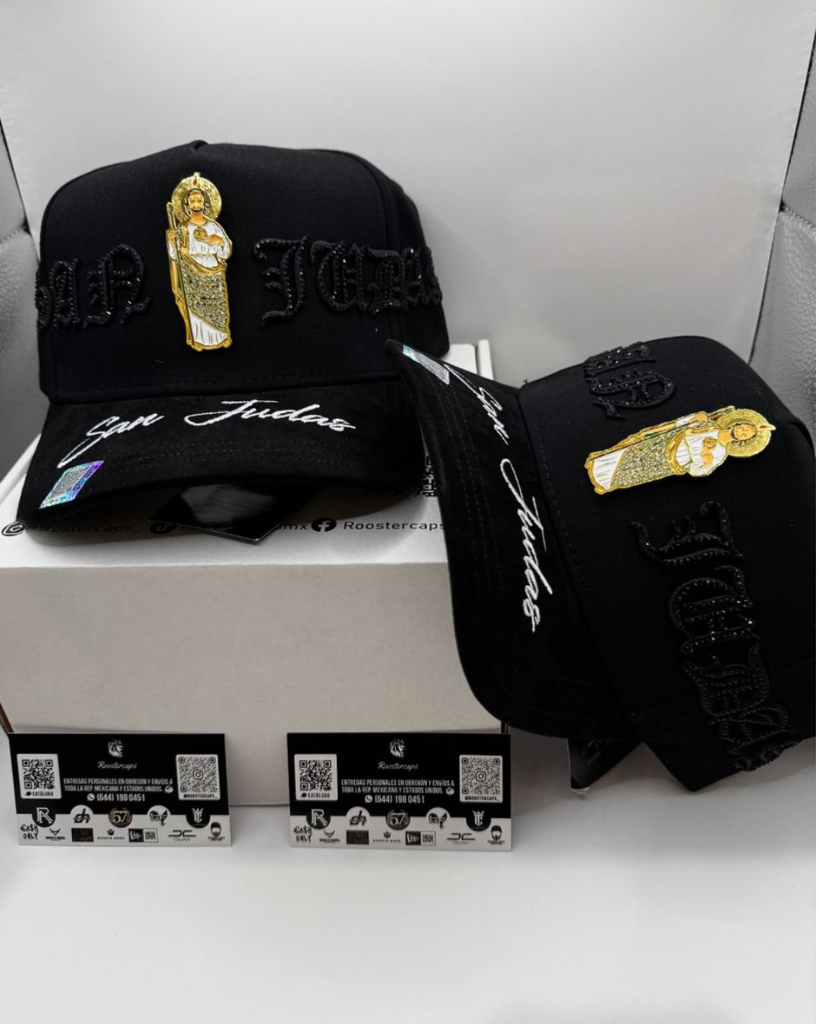 MZ Hats Chrome Crystal San Judas Tadeo